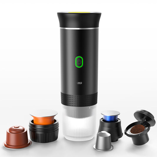 Portable, cordless, rechargeable espresso coffee maker