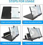 Loupe écran de téléphone portable 12 pouces HD 3D pliable - Amplificateur vidéo