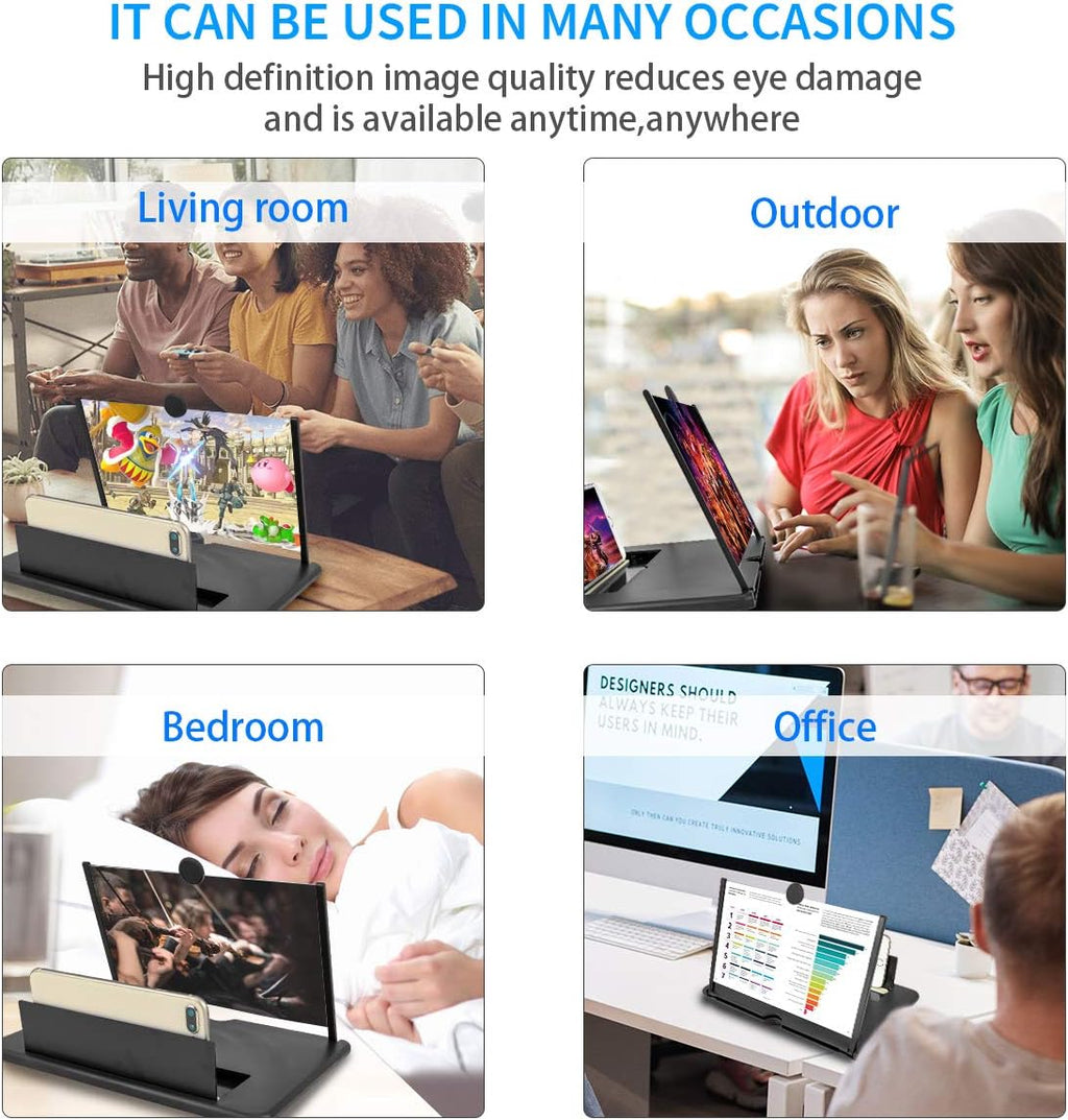 Loupe écran de téléphone portable 12 pouces HD 3D pliable - Amplificateur vidéo