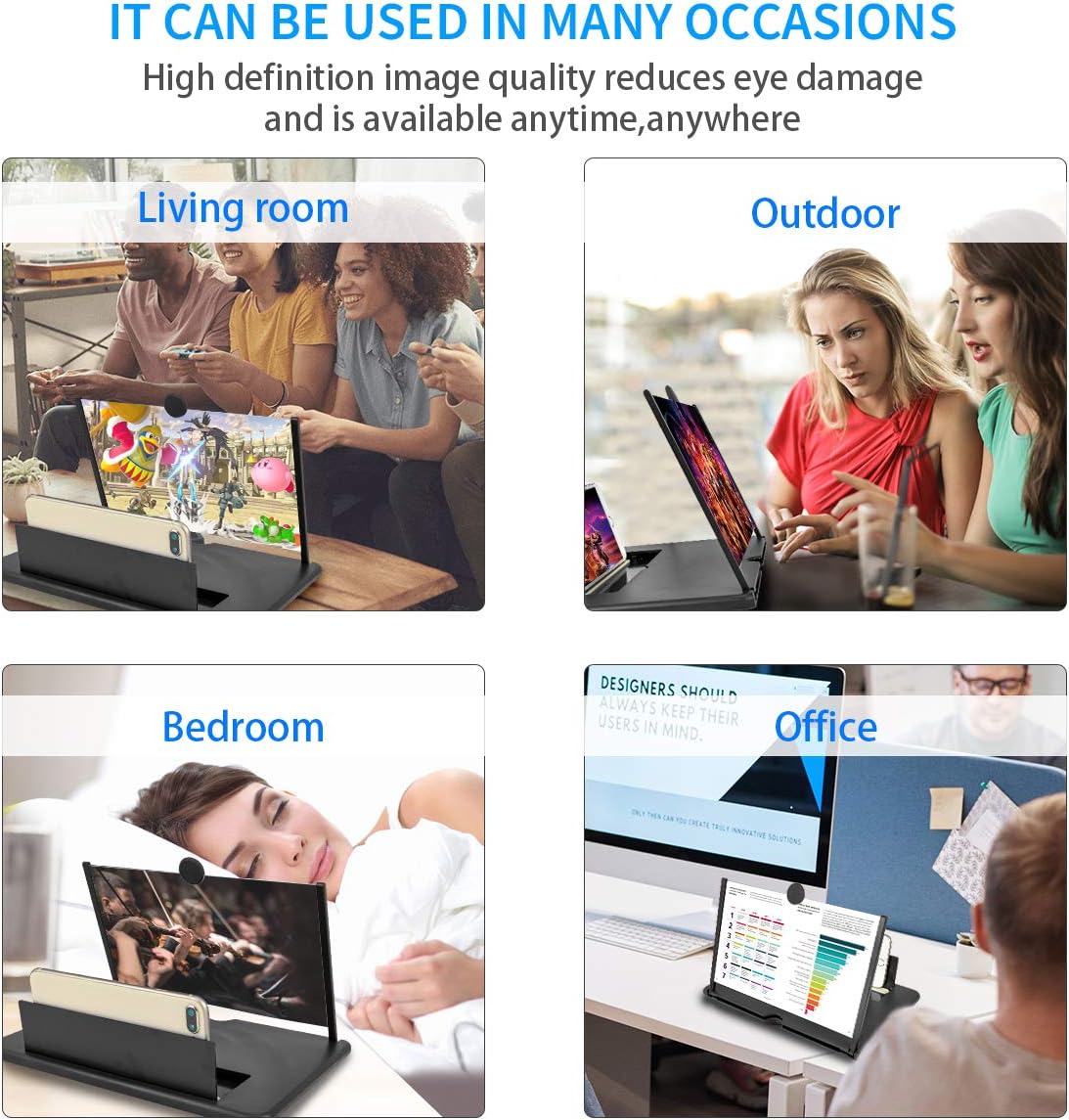 Loupe écran de téléphone portable 12 pouces HD 3D pliable - Amplificateur vidéo